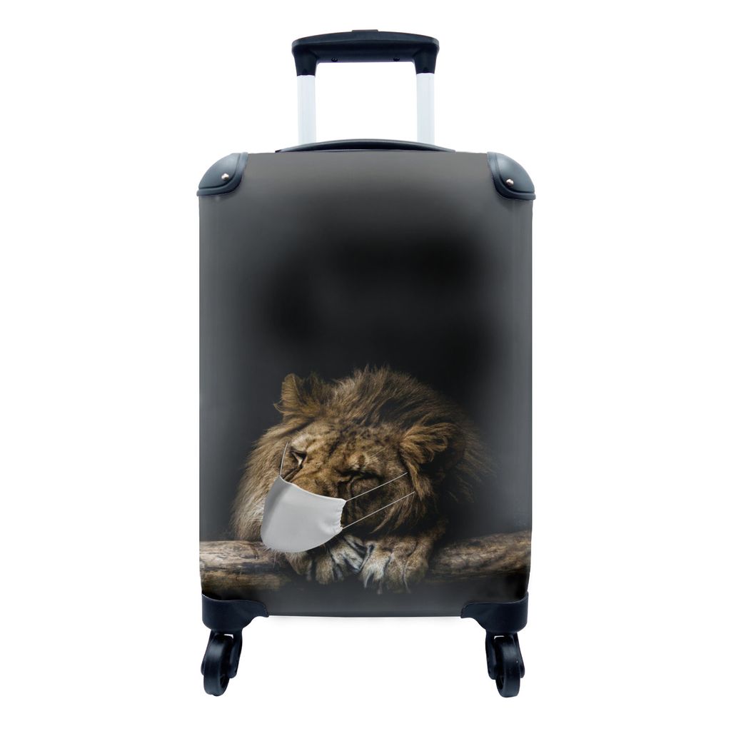 MuchoWow Koffer Handgepäck Trolley Rollkoffer Kleine Reisekoffer mit 4 Rollen - Maulkappe - Löwe - Tiere - Cabin Size < 55x40x23 cm & 55x40x20 ...