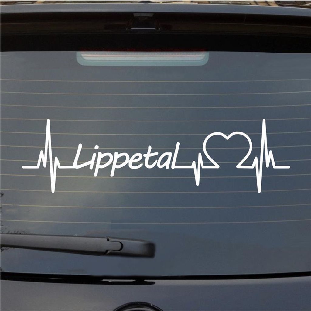 Heckscheibenaufkleber Lippetal Herzschlag Puls Gemeinde Liebe 55x15 cm Weiss Glanz Auto Aufkleber Sticker