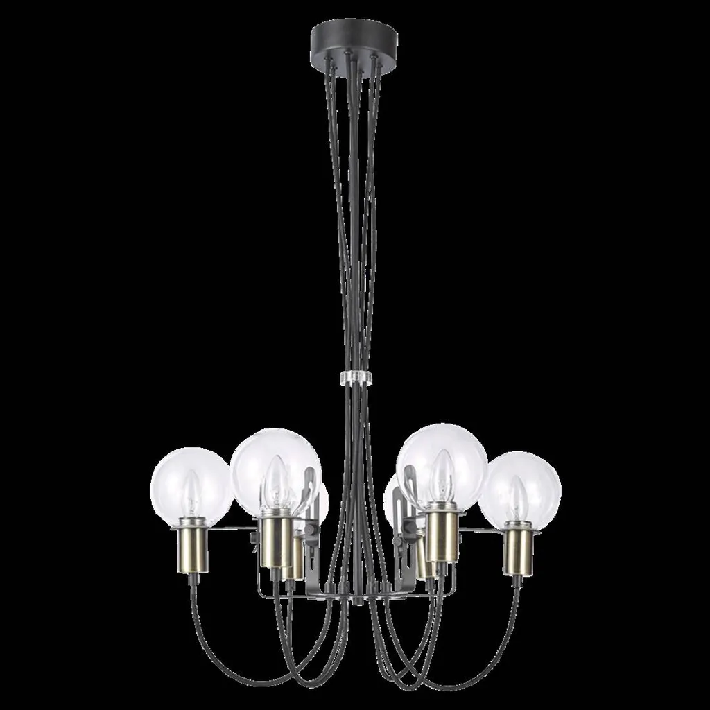 Lampada a sospensione ABRAZO 6xE14/40W, ottone satinato/chiaro, Ø: 61 H: 100 cm, attacco E14, dimmerabile