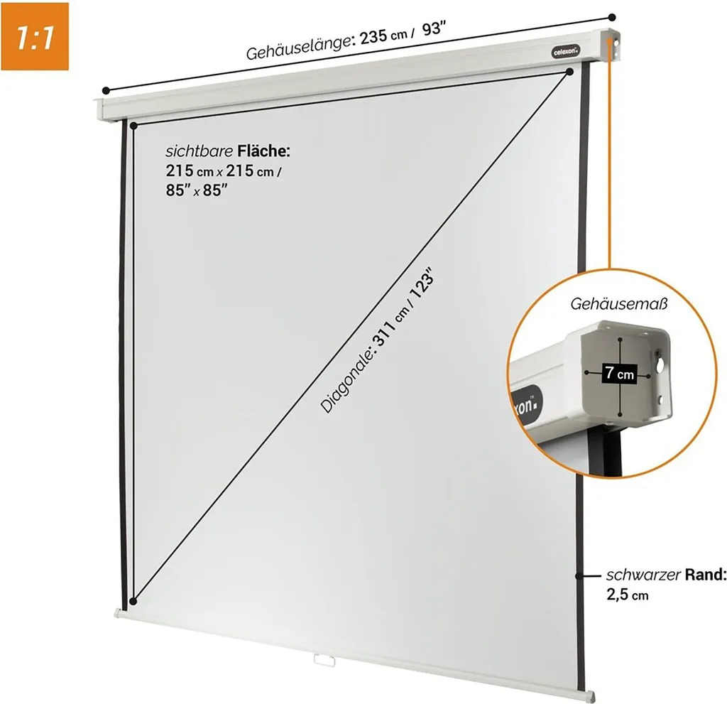 Écran Projection Sans Plis Celexon Rollo 220x220 - Image Nette et Fluide - 3