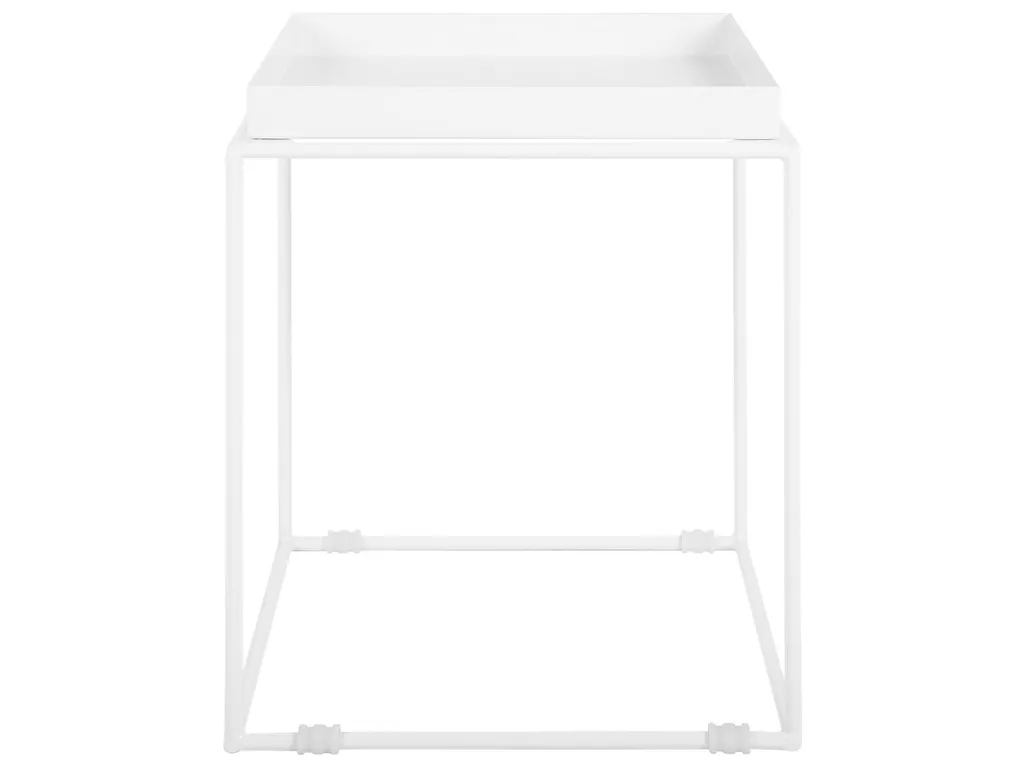 BELIANI Table d'appoint blanche 40x40 cm en métal poudré design carré