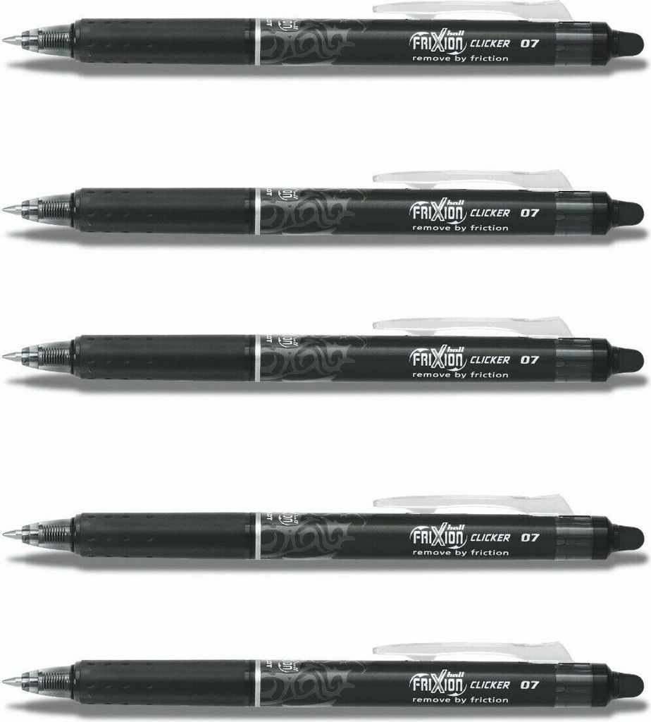 Pilot Frixion Clicker 0.7 Tintenroller schwarz - 5er-Set