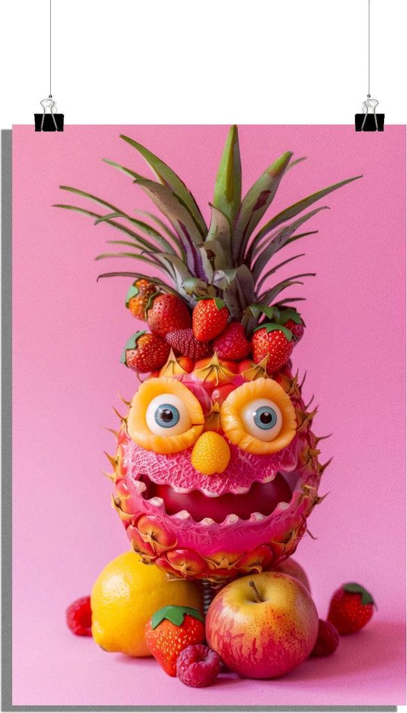 Früchte Poster - Humor Poster - Lebensmittel Poster - Surrealismus Kunst Poster - 51x71cm - Perfekt zum Einrahmen