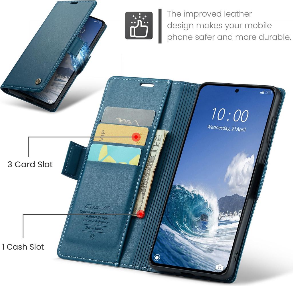 Custodia Portafoglio Per IPhone 16E - Pelle PU Con Blocco RFID, 4 Slot Carte E Supporto Magnetico