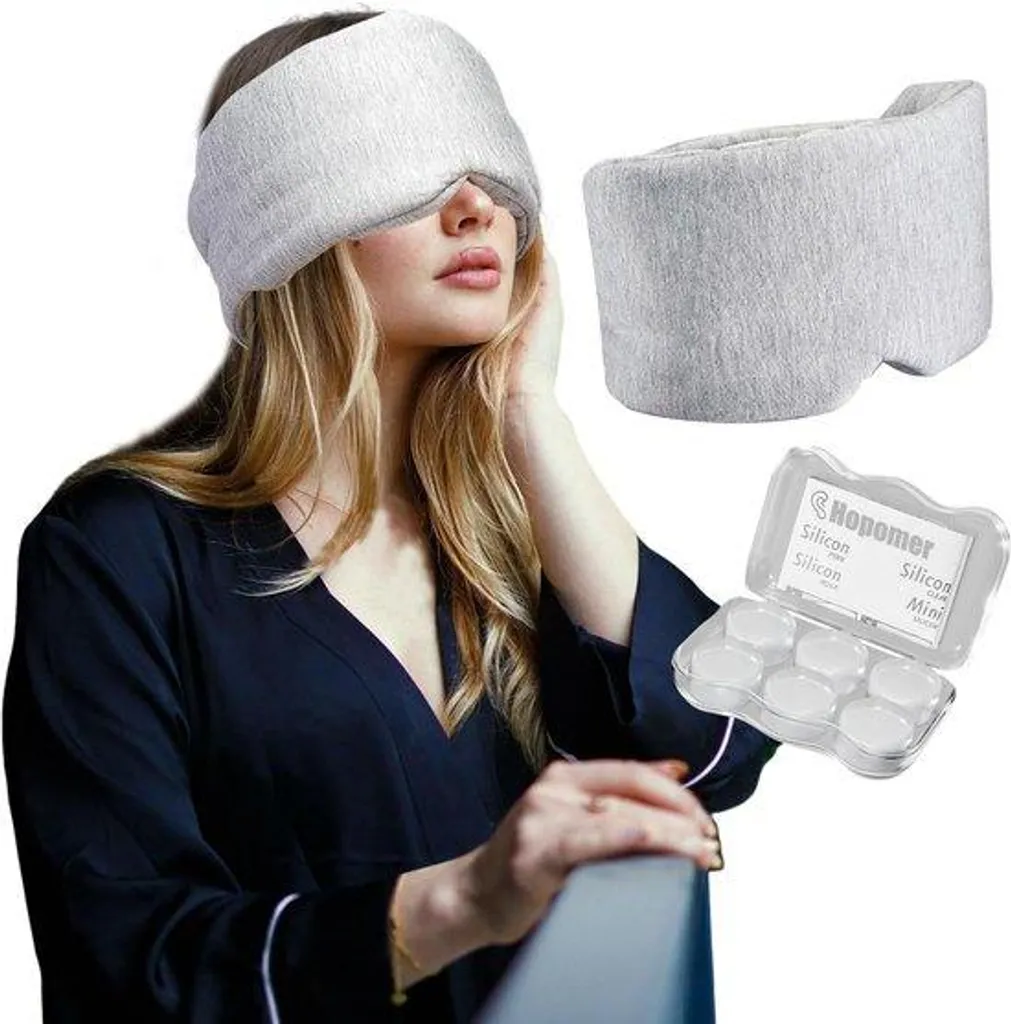 Masque de nuit en coton avec bouchons d'oreilles silicone pour dormir