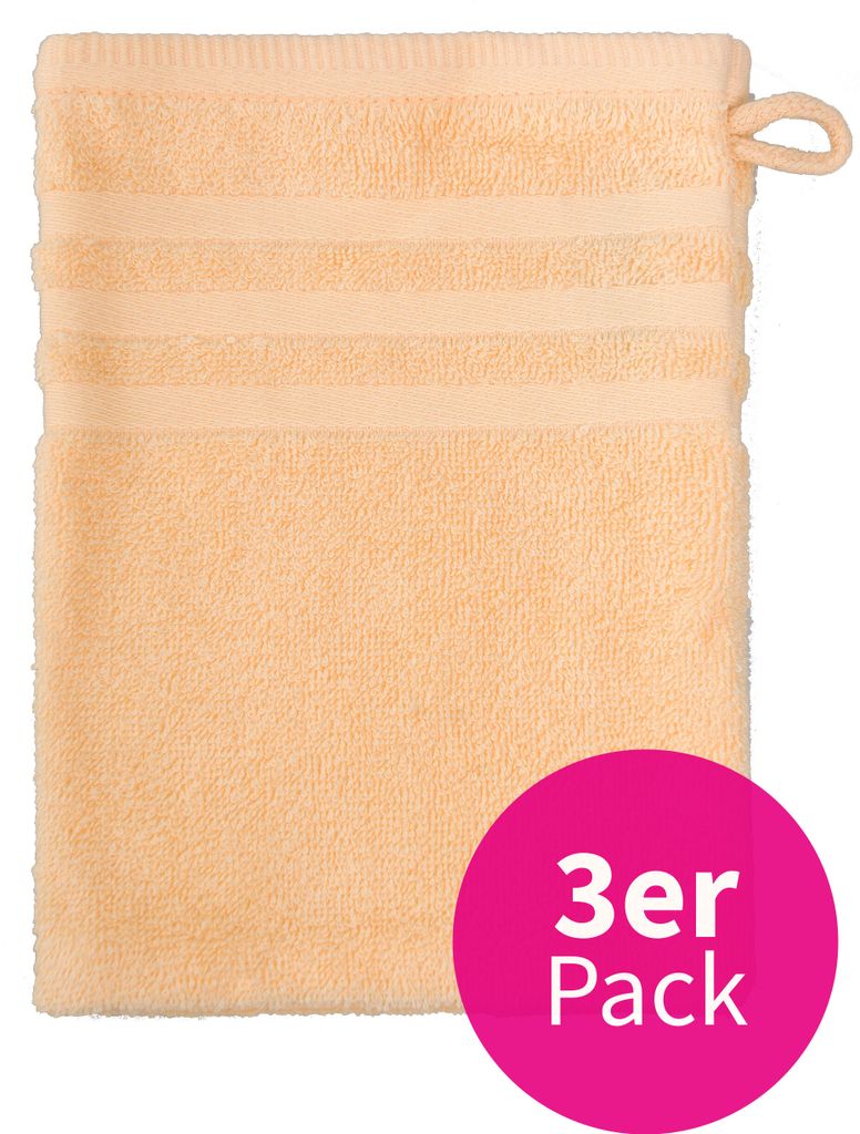 grace grand spa Waschlappen im 3er-Pack mit Streifen-Bordüre Gelb One Size