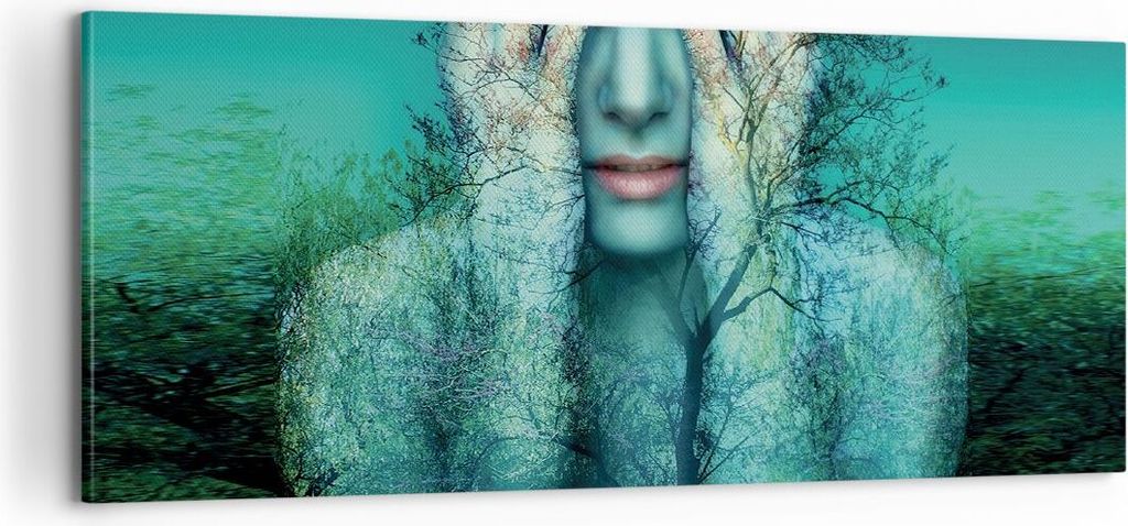 Bild auf Leinwand - Leinwandbild - Einteilig - Frau Natur Grafik - 100x40cm - Wand Bild - Wanddeko - Wandbilder - Leinwanddruck - Bilder - Wanddeko...