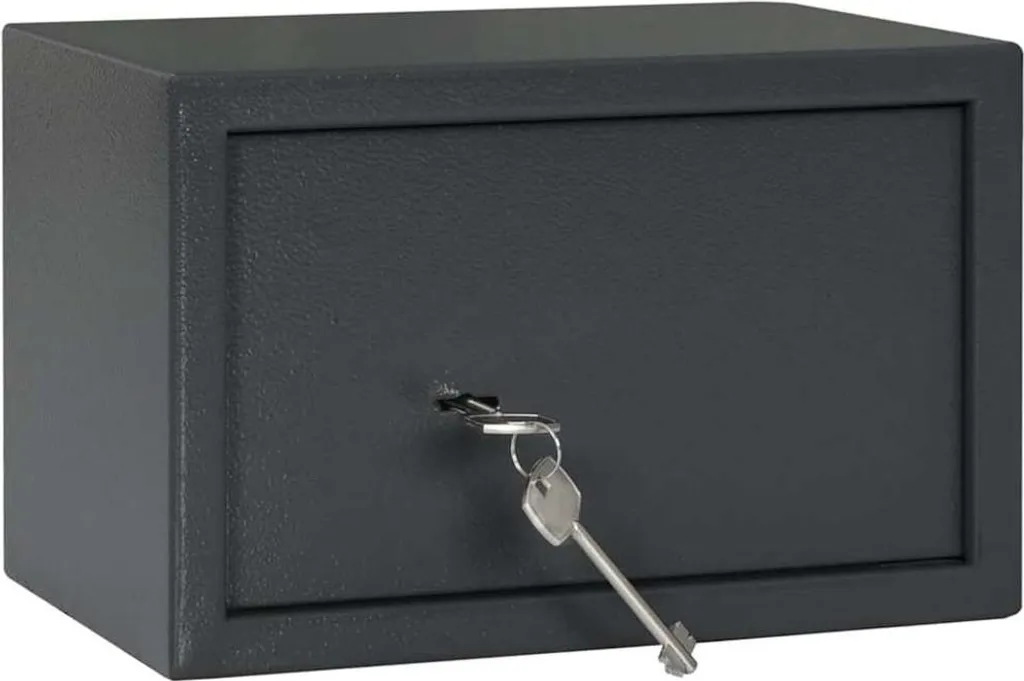 Sécurisez vos valeurs avec cette boîte en acier gris foncé à serrure