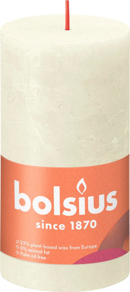 BOLSIUS Stumpenkerze Rustiko Shine 13x7cm weiche Perle Immagine del prodotto 
