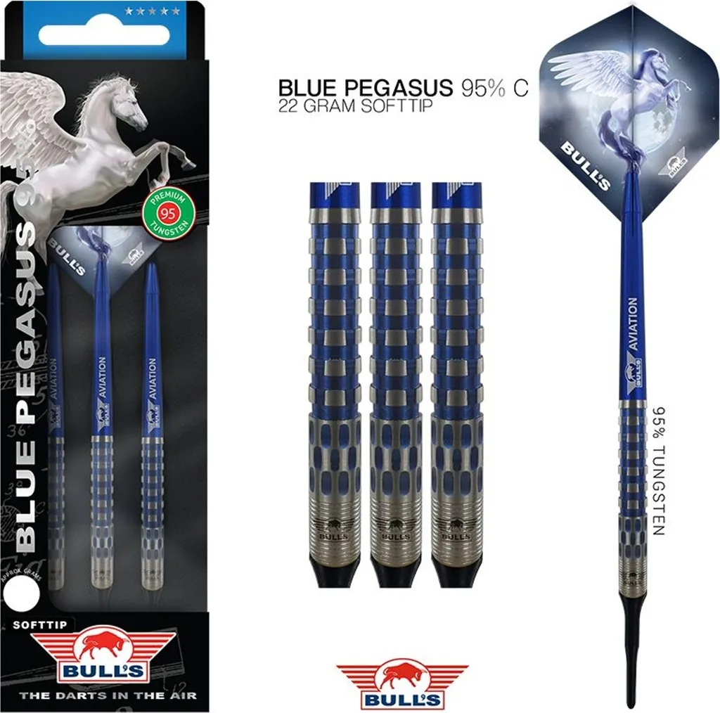 Plus de précision : fléchettes Bull's Blue Pegasus 22g tungstène 95%
