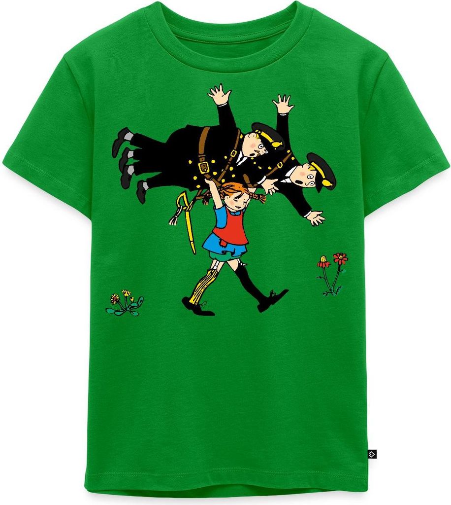 Spreadshirt Pippi Langstrumpf Pippi Und Die Polizei Kinder Premium T-Shirt, 110/116 (4 Jahre), Grün