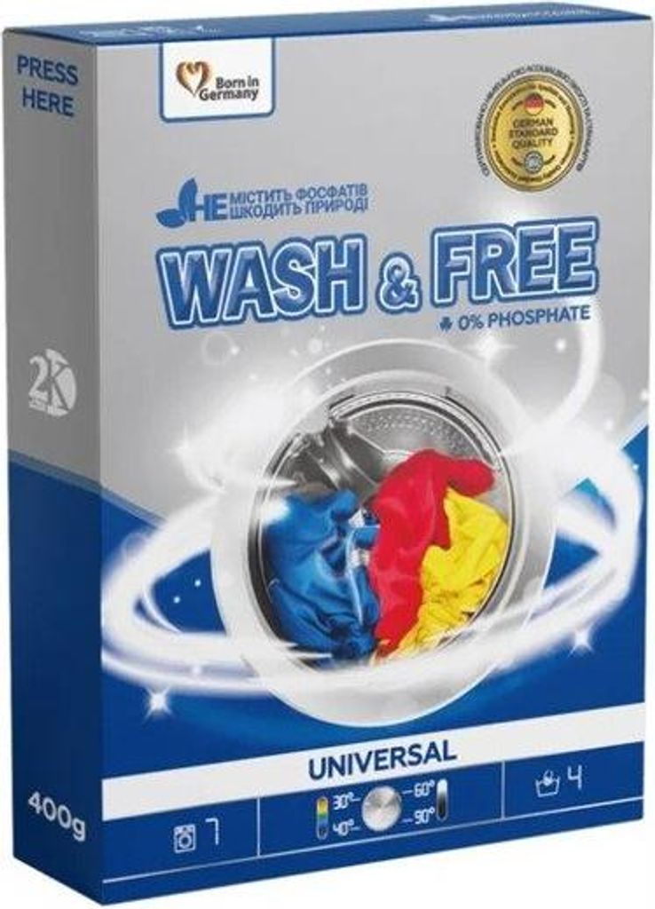 Univerzální prací prášek WASH&FREE 400 g Obrázek produktu 