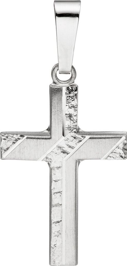 Anhänger Kreuz 23,2x14mm aus 925 Silber matt gehämmert Kreuzanhänger Halsschmuck