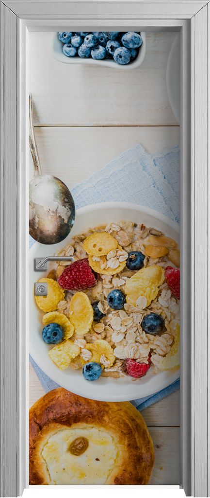 Tür Selbstklebende 70x210 cm Türfolie Türtapete Klebefolie - Kaffee Obst Himbeeren