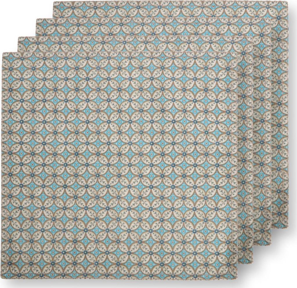 PIP STUDIO Blooming Tales Bustani Khaki-Blue Stoffservietten 40x40cm Set4