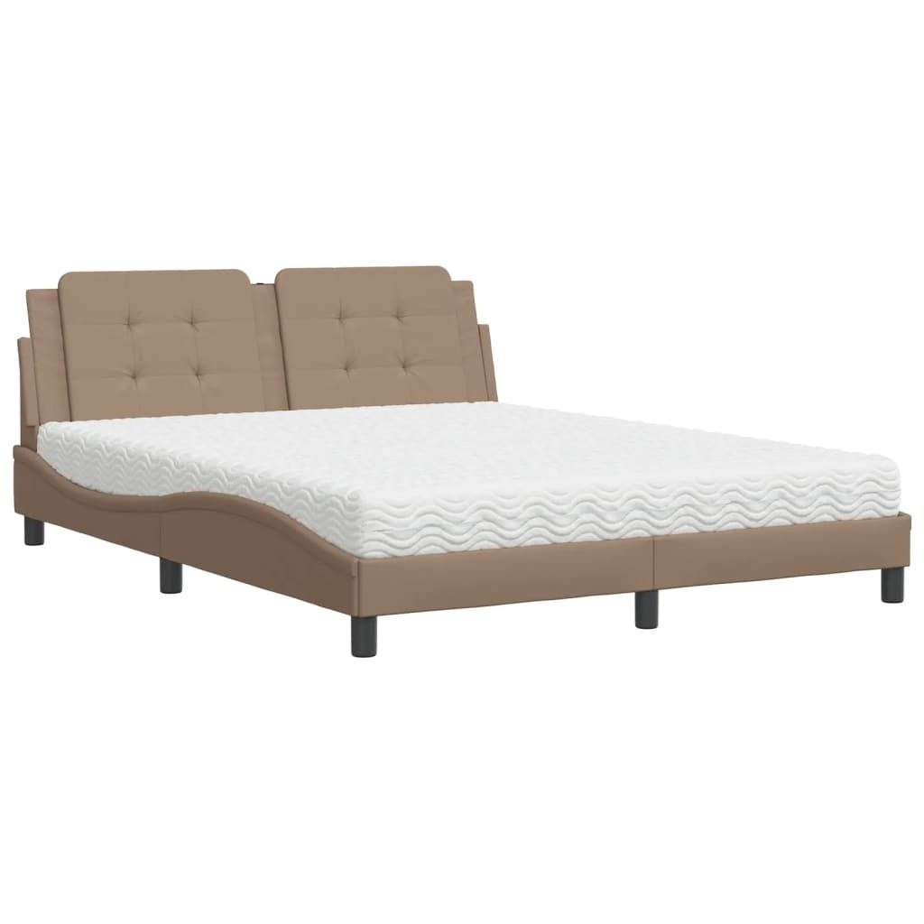 Bett mit Matratze "Zadar" Cappuccino-Braun 160x200 cm Kunstleder