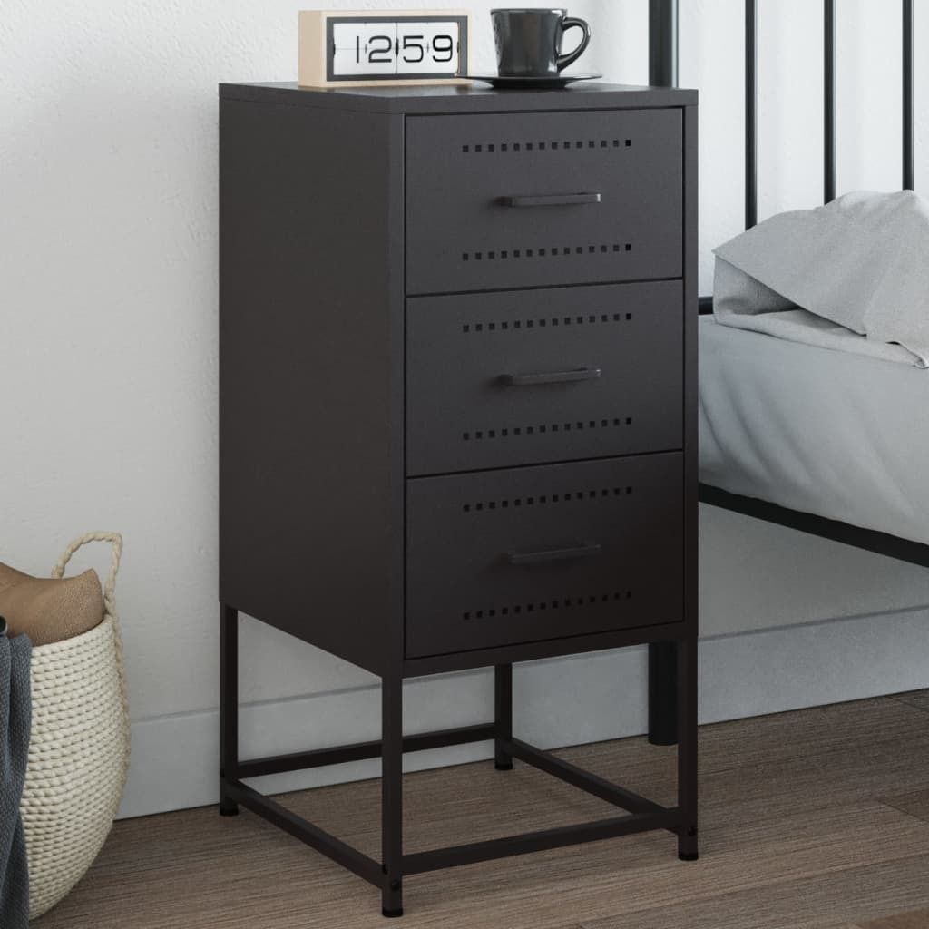 Maison Exclusive - Nachttisch Schwarz 36x39x78 cm Stahl