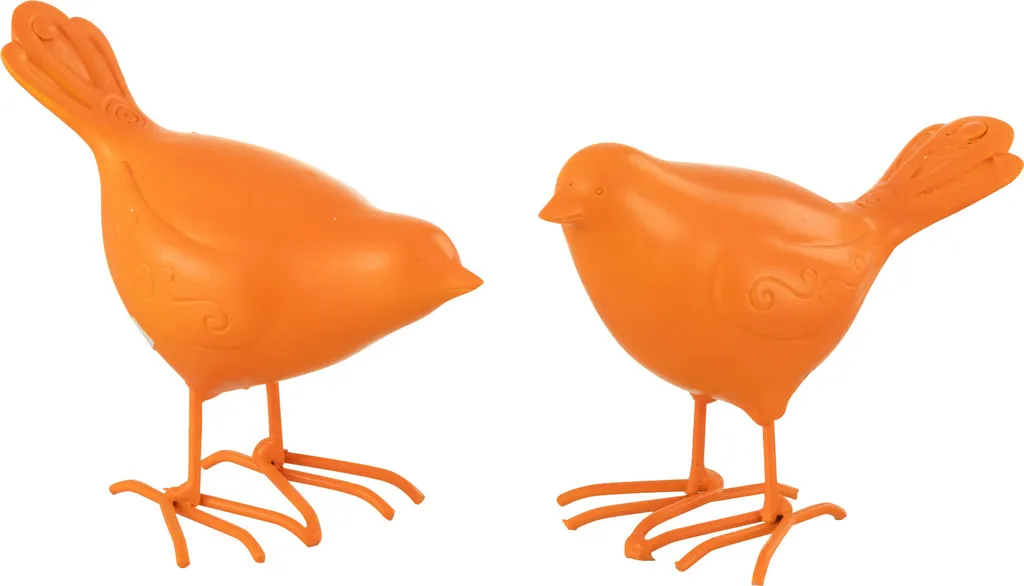 Oiseau Polyrésine Orange J-Line Small : Duo de Décoration Design Chic