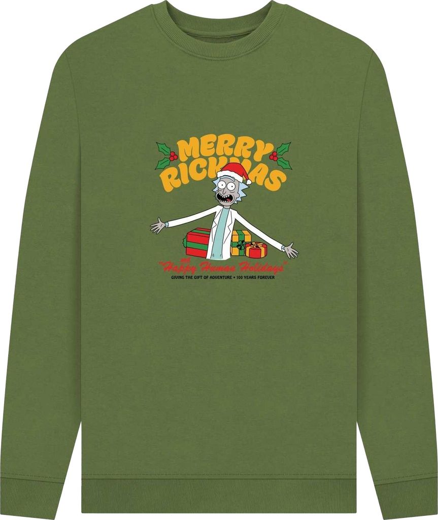 Rick And Morty - "Happy Human Holidays" Sweatshirt für Herren/Damen Uni PN1933 (S) (Khaki)