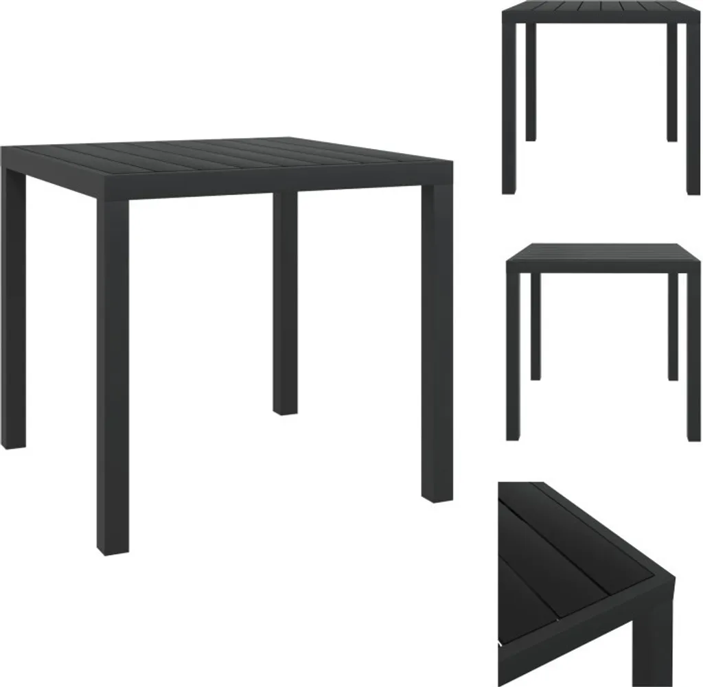 vidaXL Table de Jardin WPC et Aluminium 80x80x74 cm Noir Moderne