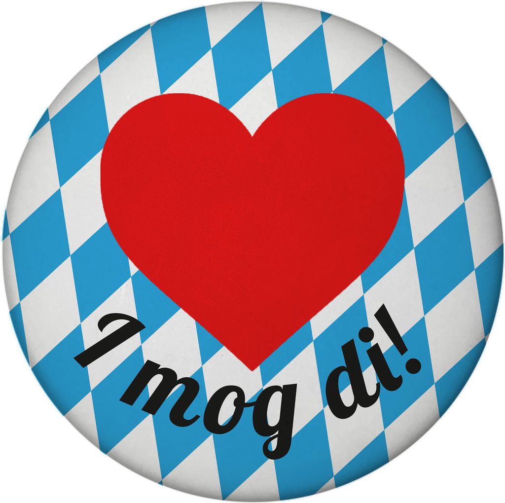 I mog di Magnet rund mit bayerischer Flagge und Herz