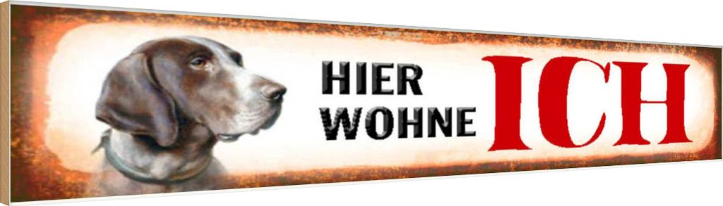 vianmo Holzschild 10x46 cm Jagdhund Hund hier wohne Tier Haustier