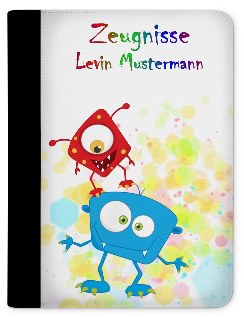 Zeugnismappe, Dokumentenmappe, Ordner A4, Monster Farbkleks