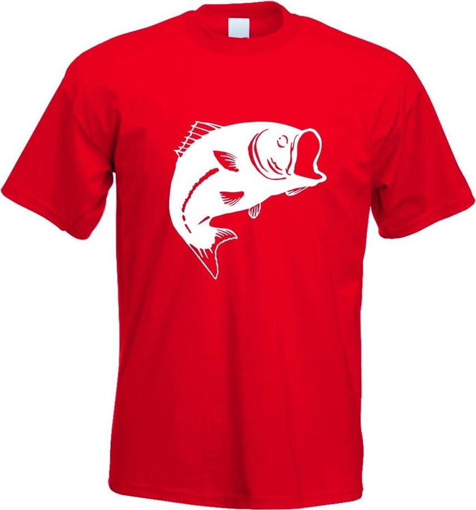 Kiwistar - T-Shirt - rot - Fisch Lachs Karpfen Motiv Bedruckt Funshirt Design Print - mit Motiv Bedruckt - Funshirt Design - Sport - Freizeit - Her...