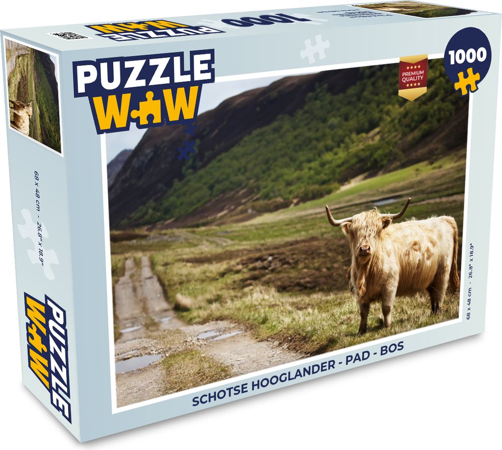 MuchoWow Puzzle 1000 Teile Schottische Highlander - Pfad - Wald - Spielzeug - Alt und Jung - Spiele - Puzzeln