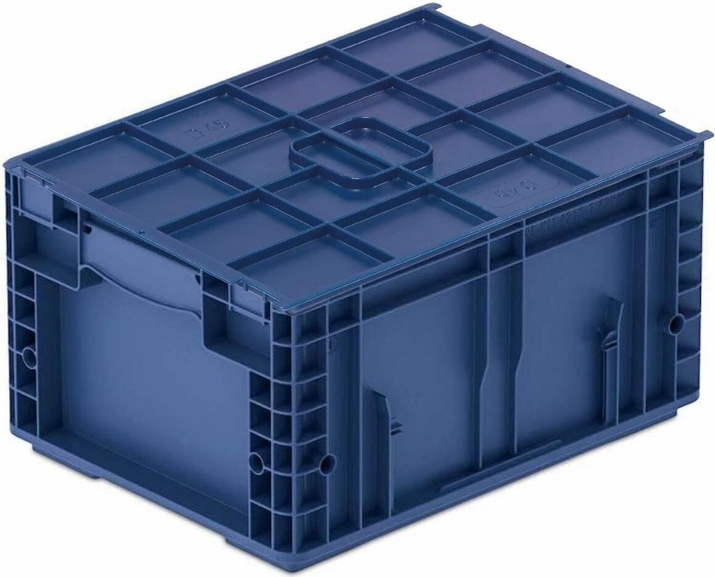 VDA KLT Kleinladungsträger mit Verbundboden & Auflagedeckel | HxBxT 21,3x30x40cm | 16,2 Liter | KLT, Transportbox, Transportbehälter, Stapelbehä...