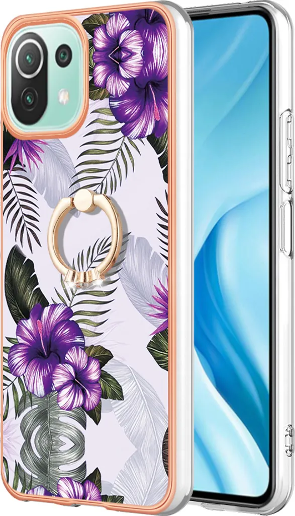 Custodia Kaywzo Per Xiaomi Mi 11 Lite 4G/5G - Nero, Doppio Strato TPU E PC Con Anello Magnetico E Supporto Invisibile - 2