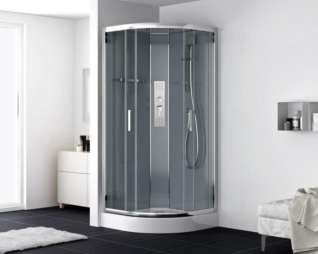 SAT Komplettdusche Viertelkreis 90x90 cm 6mm Produktbild 