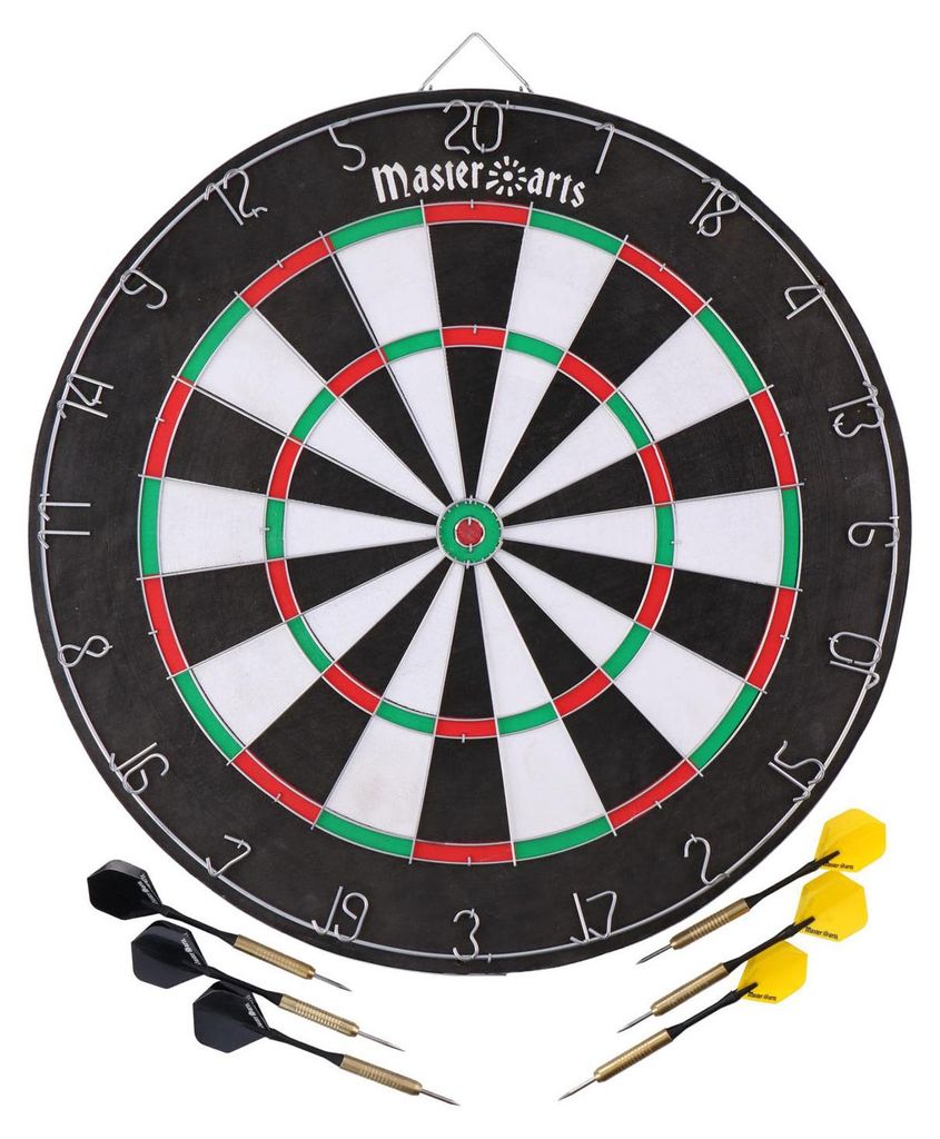 Dartscheibe mit 6 Dart-Pfeilen mit gewichteter Spitze, Produktbild 
