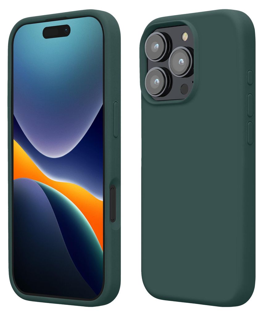 kwmobile Handyhülle für iPhone 16 Pro Hülle, für iPhone 16 Pro Case - Hülle Silikon - kabelloses Laden - Blaugrün