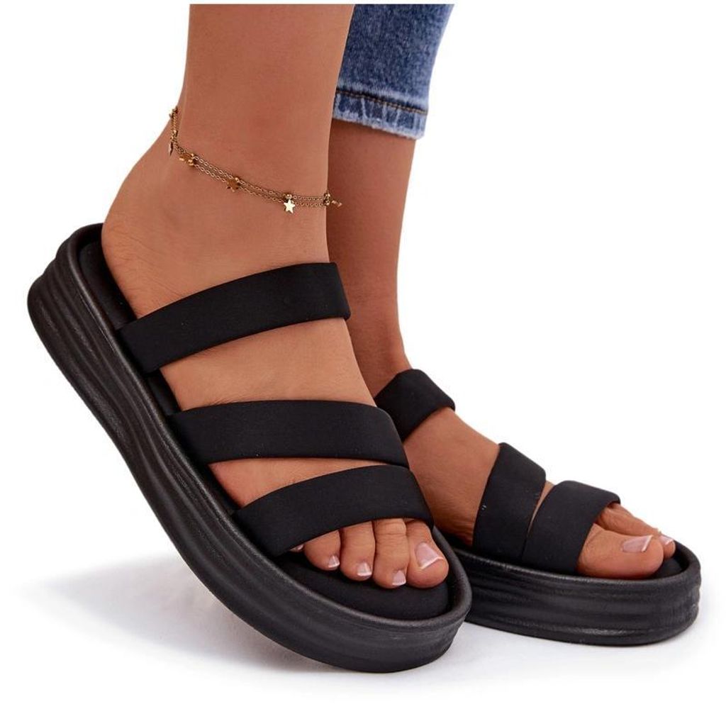Material Damen Plateau Sandalen Mit Riemen Schwarze Liorine 40