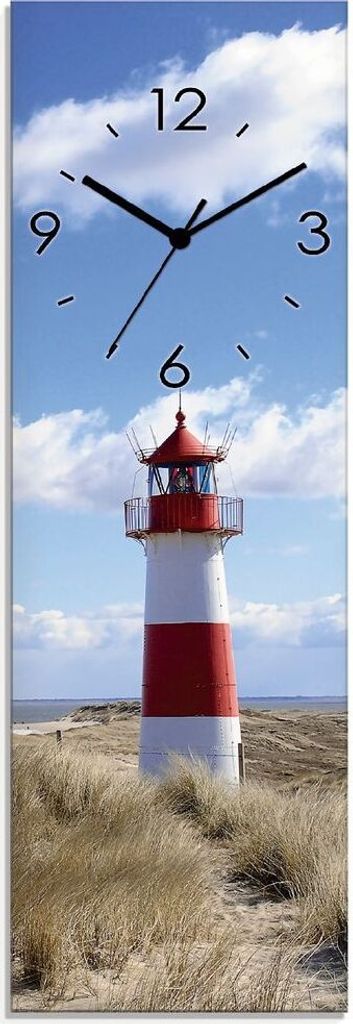 ARTland Glas Wanduhr Quarzuhr - schwarzer Zeiger Leuchtturm Sylt Größe: 20x60 cm