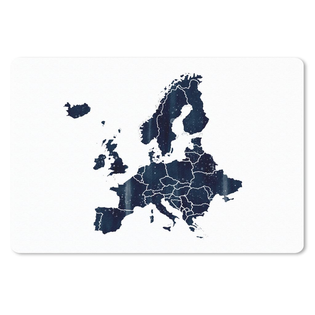 MuchoWow Mauspad Mousepad Karte von Europa - Aquarellfarbe - Blau 27x18 cm - Mousepads - Maus Mat - Pad - Mausunterlage - Büroartikel - Desk Matten