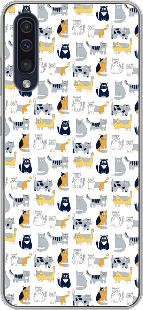 MuchoWow Handyhülle Schutzhülle Hülle für Telefoonhoesje Samsung Galaxy A50 Muster - Katze - Kater - Jungen - Mädchen - Kinder - Kind Siliko...