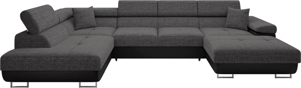 MIRJAN24 Wohnlandschaft Torezio Bis, Stilvoll Eckcouch mit Bettkasten und Schlaffunktion, Einstellbare Kopfstützen, 346x203x70-90 cm (Farbe: Soft ...