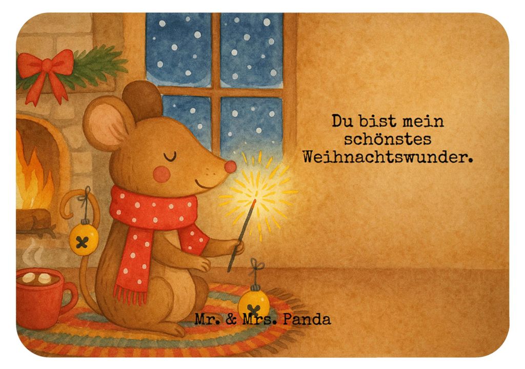 Mr. & Mrs. Panda magnet Maus Weihnachten Design - Weiß - Geschenk, zettelhalter, whiteboardmagnet, küchenmagnet, Frohe, Weihnachtswunder, haftmag...