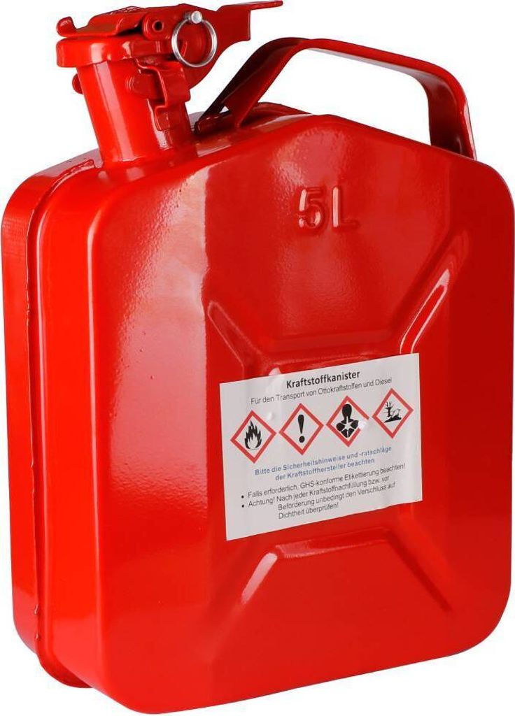 Kraftstoffkanister Benzinkanister Metall Dieselkanister Reservekanister rot 5L