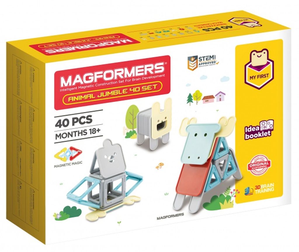 Magnetisches Bauspielzeug - Magformers Tiere, 40 Teile