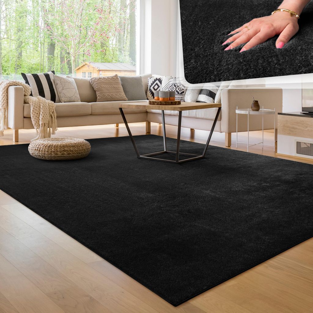 Moderner Wohnzimmer Teppich Kurzflor Waschbar Weich Produktbild 