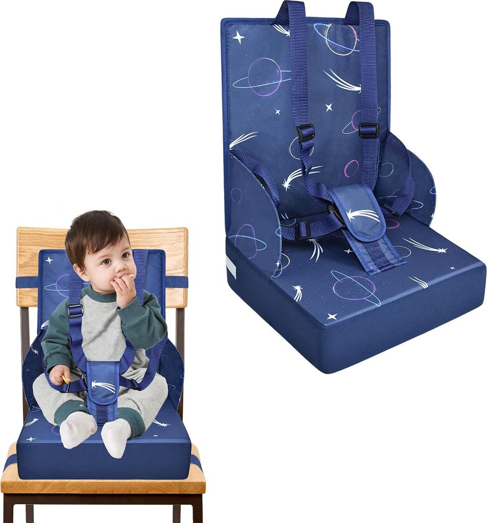 JOIEYOU Kindersitzerhöhung Sitzerhöhung Stuhl Kind Sitzkissen mit Faltbar Rückenlehne und Dreipunktsicherheitsgurt, Schwämme Boostersitz für S...