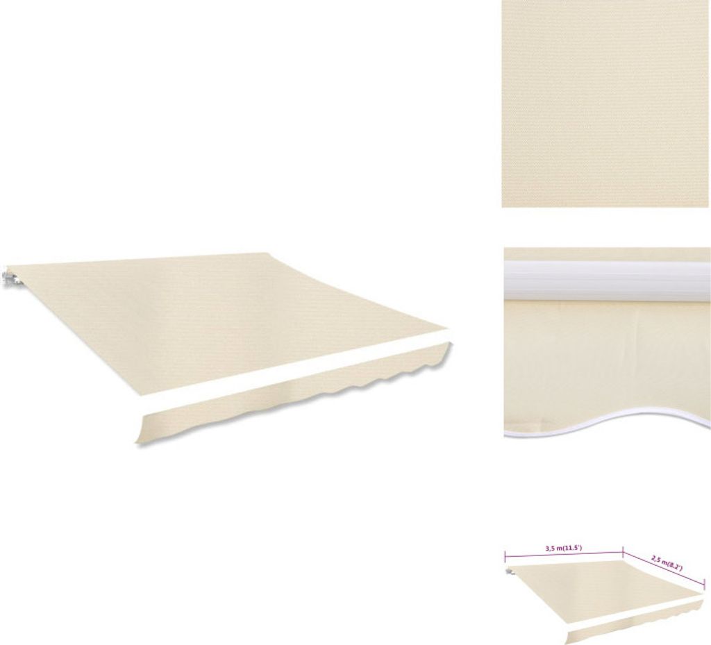 vidaXL Markisenbespannung Canvas Creme 350x250 cm - Markisen