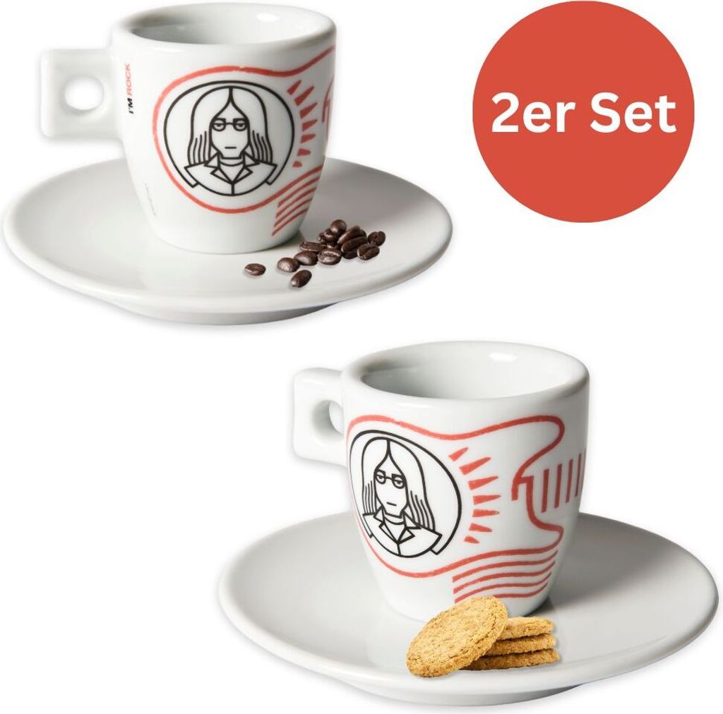 Caffè Moak Espressotasse I`M ROCK mit Untertasse 2er Set