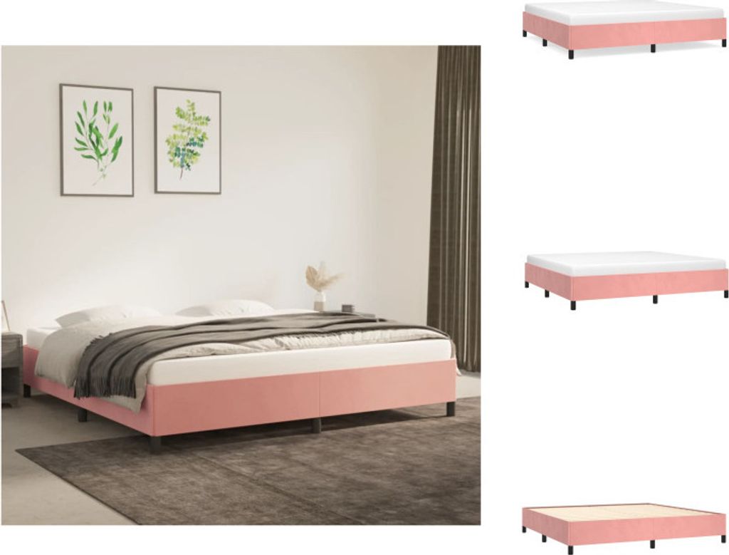vidaXL Bettgestell Rosa 200x200 cm Samt - Betten & Bettgestelle