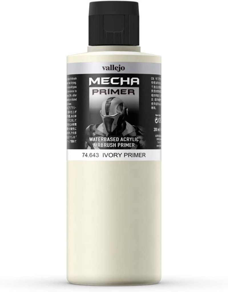 Vallejo Mecha Color Acrylfarbe Primer Ivory, für Airbrush Hohe Beständigkeit gegen Manipulation und Stöße