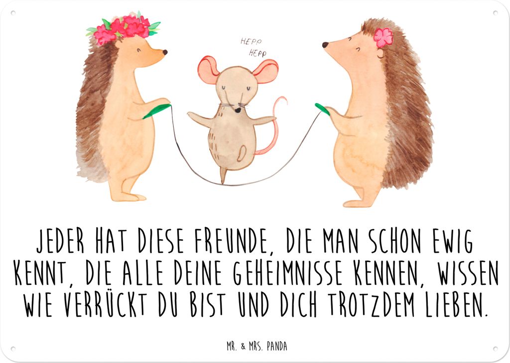 Mr. & Mrs. Panda tafel Igel Seilhüpfen DIN A3 - Weiß - Geschenk, Schild, Kinder, Maus, Wandbild, Türschild, Retro Blechschild, Kindergarten, Mag...