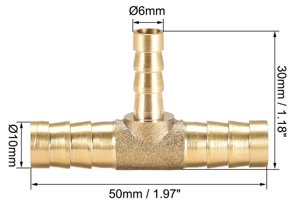 3 Stk. 10x6x10mm Reduzierstš¹ck Widerhakenanschluss T 3-Wege T-Anschlussadapter